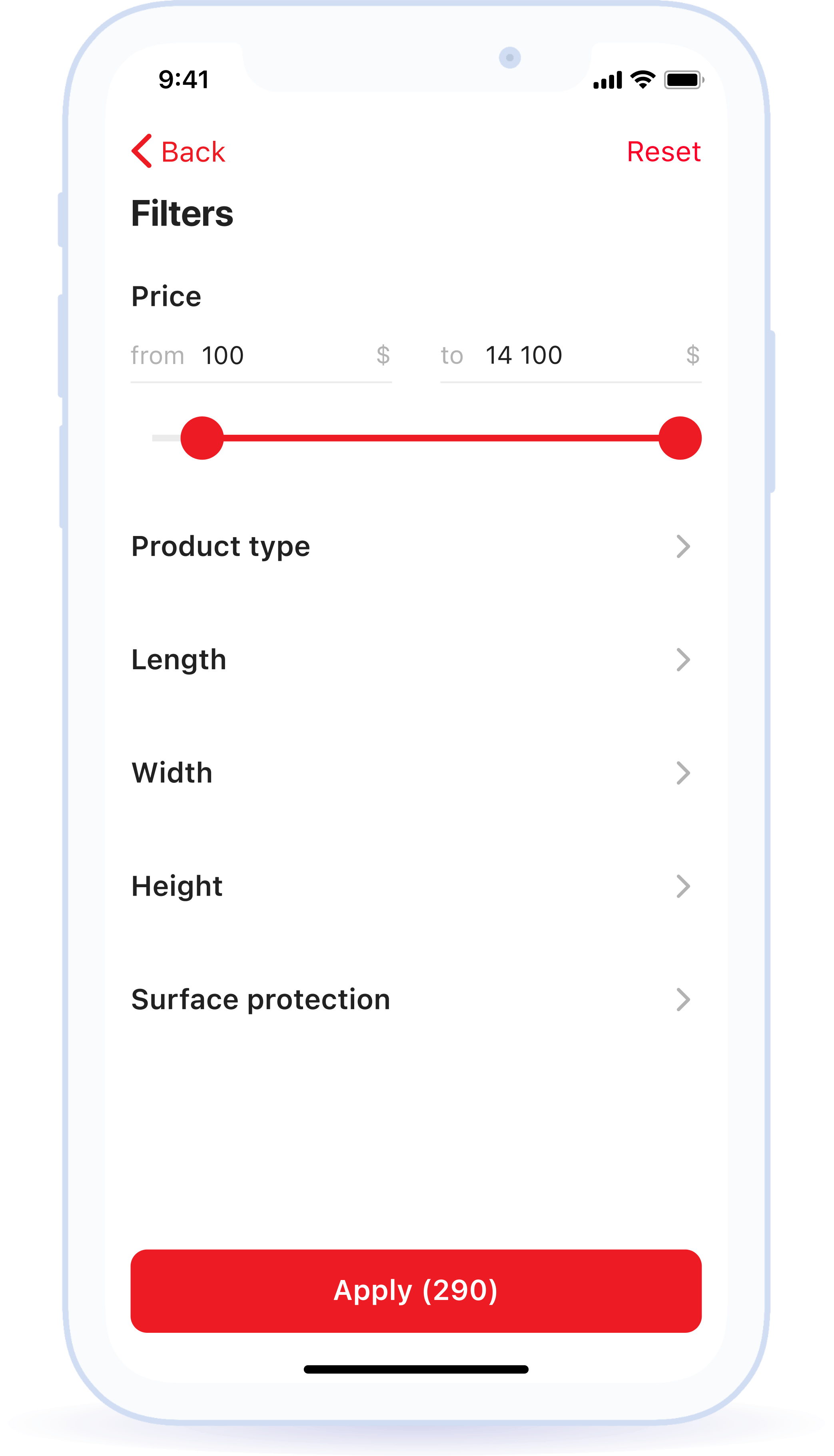 Product filter and sorting in the Catalog, division into categories, user and technical specifications