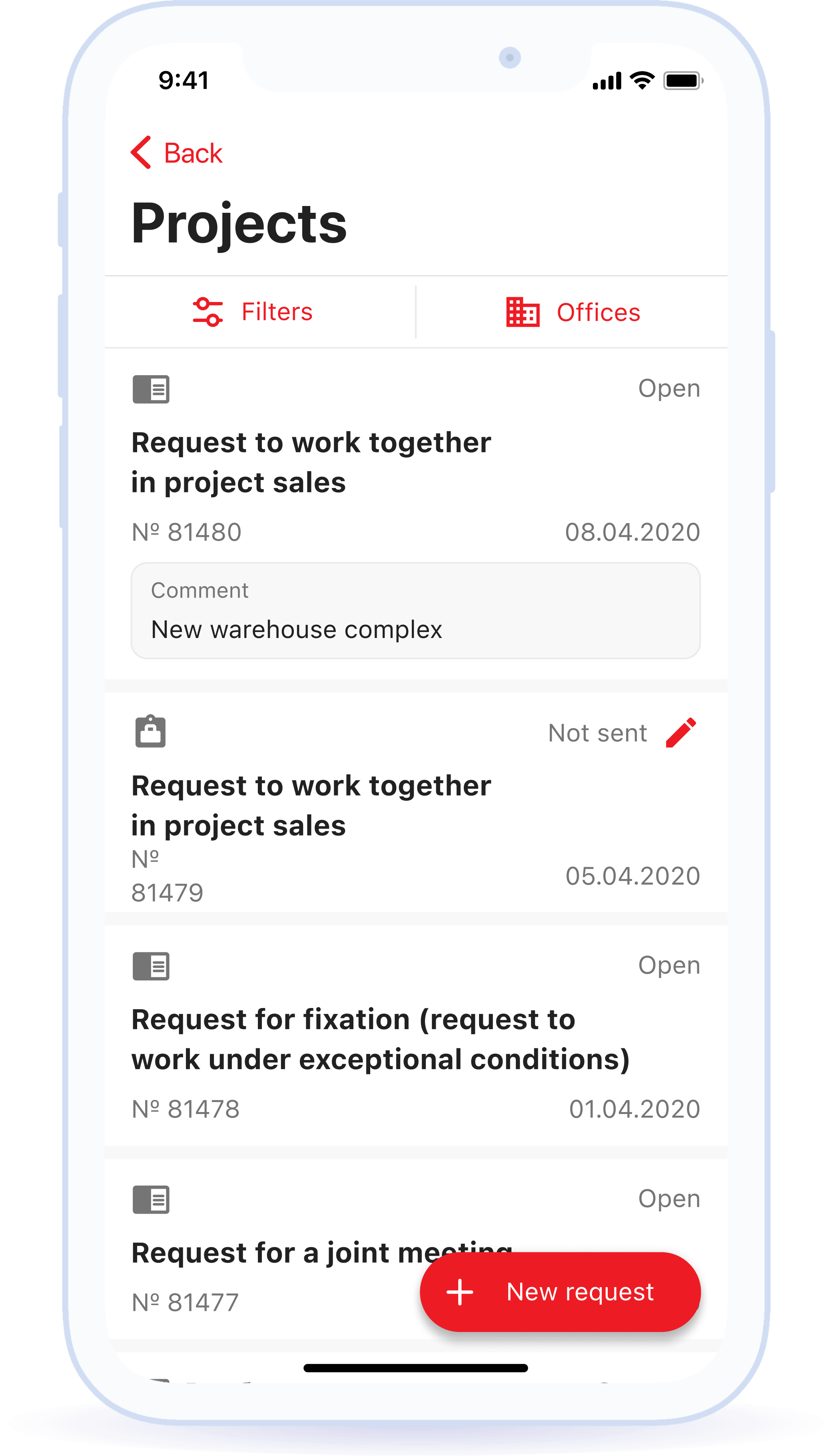 Project requests - a form for submitting an application for collaboration.