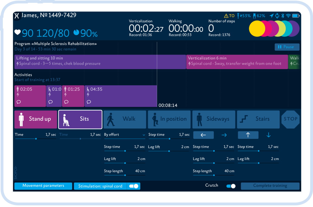 Configuring and monitoring training exercises (conducted by the doctor)