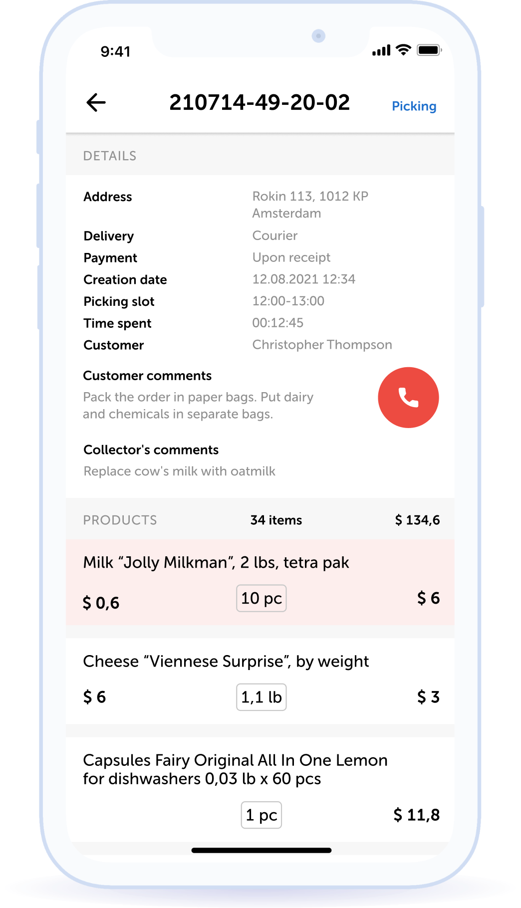 Display information about products and the customer’s purchases list along with customer comments