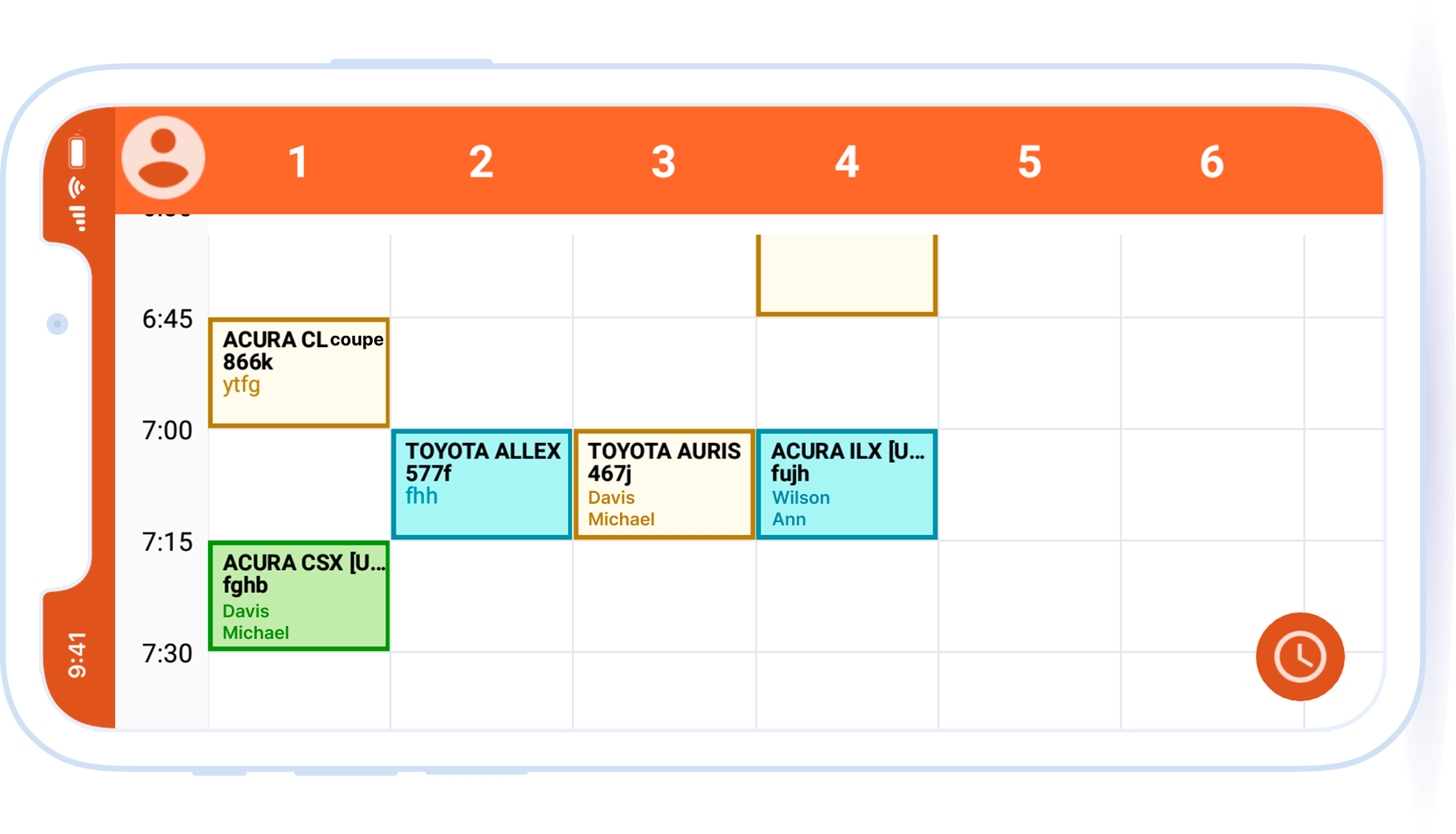 Schedule of visits in the calendar