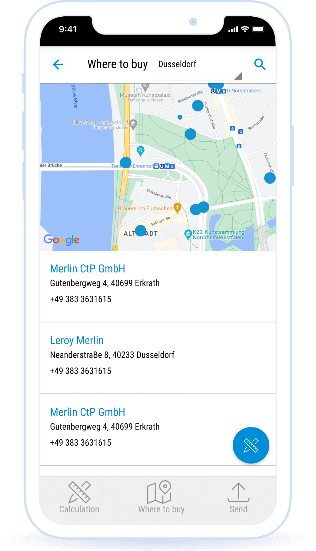 Store locations on the map