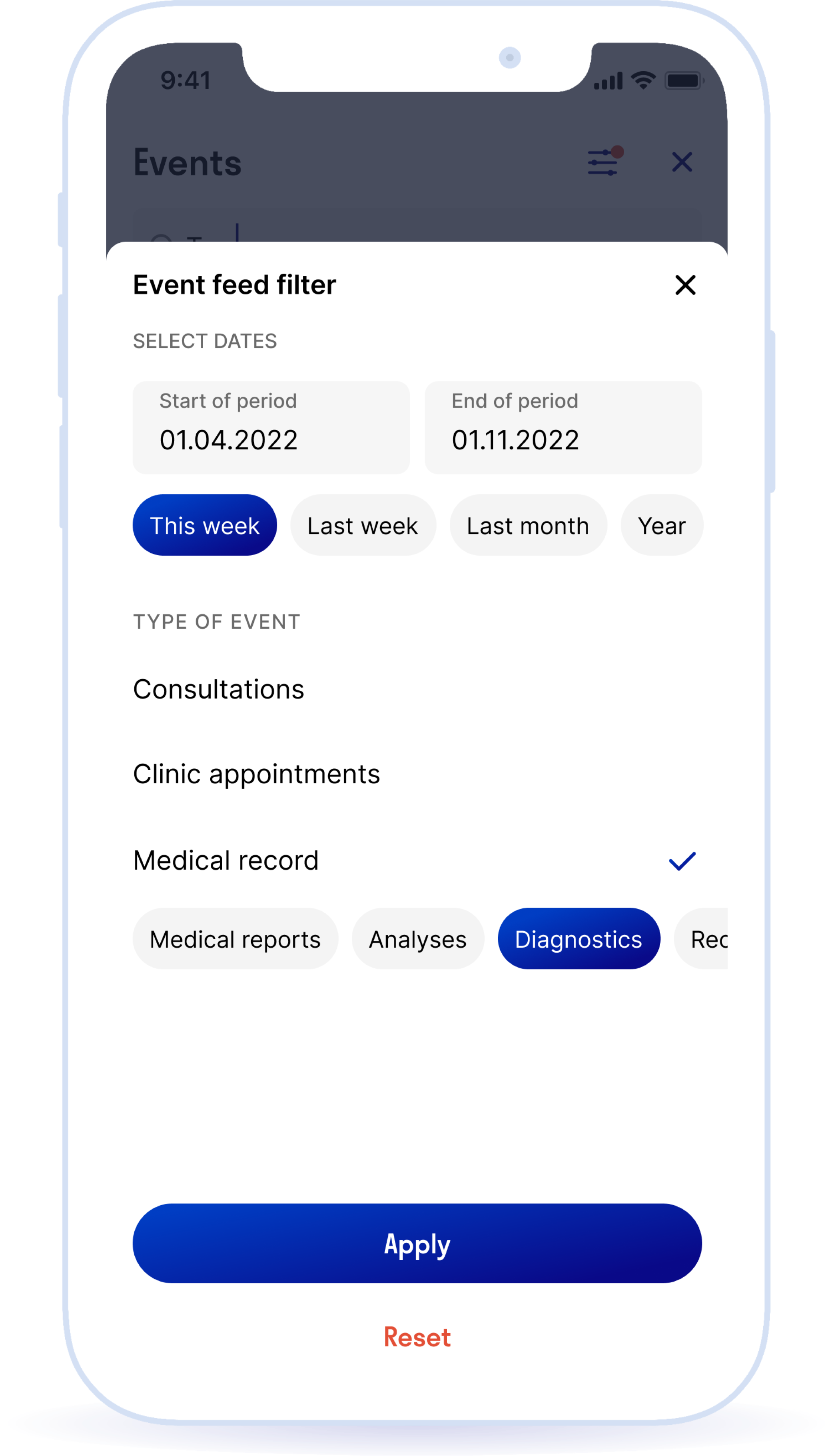 Adding the online diagnostics results to the event feed