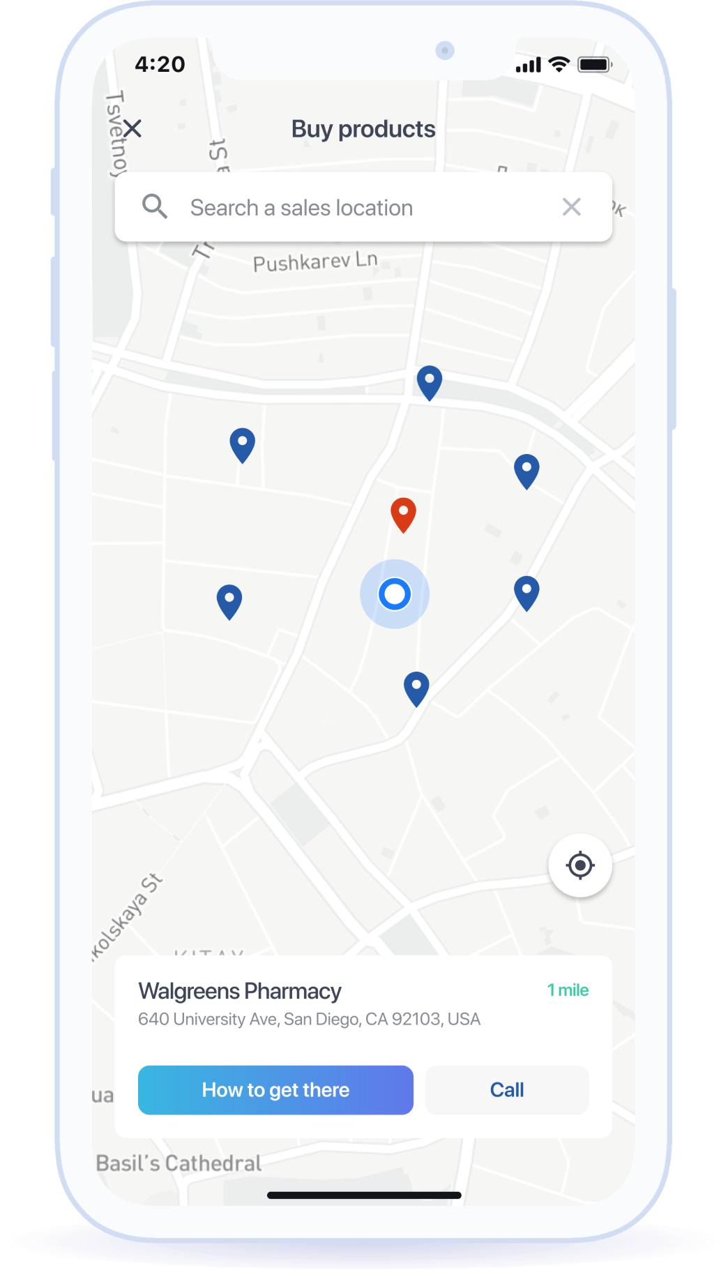 Mapping including stores and service addresses