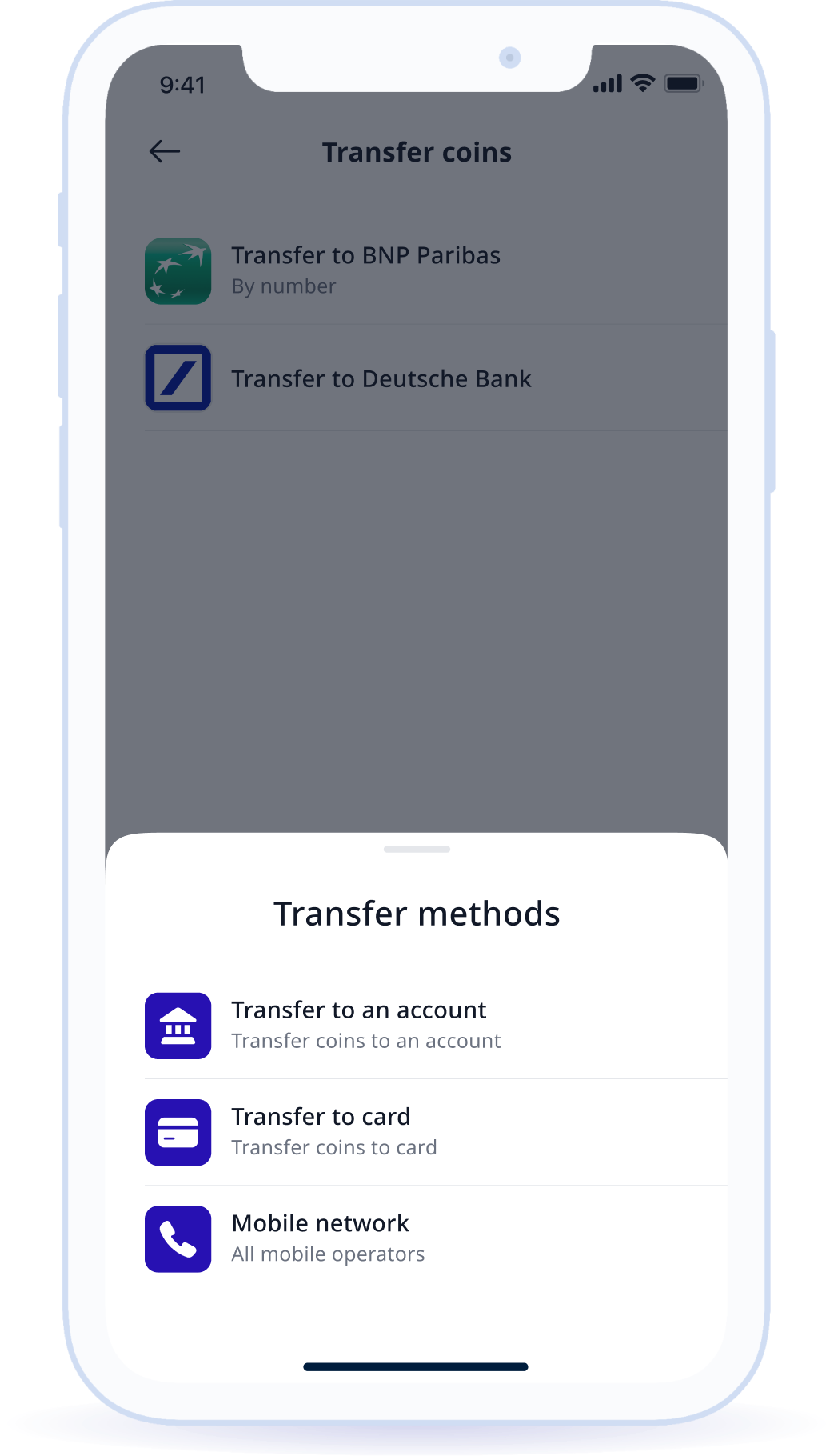 Wallet with an option to withdraw points to Visa, Mastercard card or to replenish your phone balance