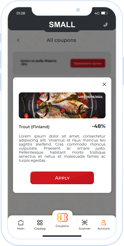 Push notifications about loyalty statuses, new coupons, and offers