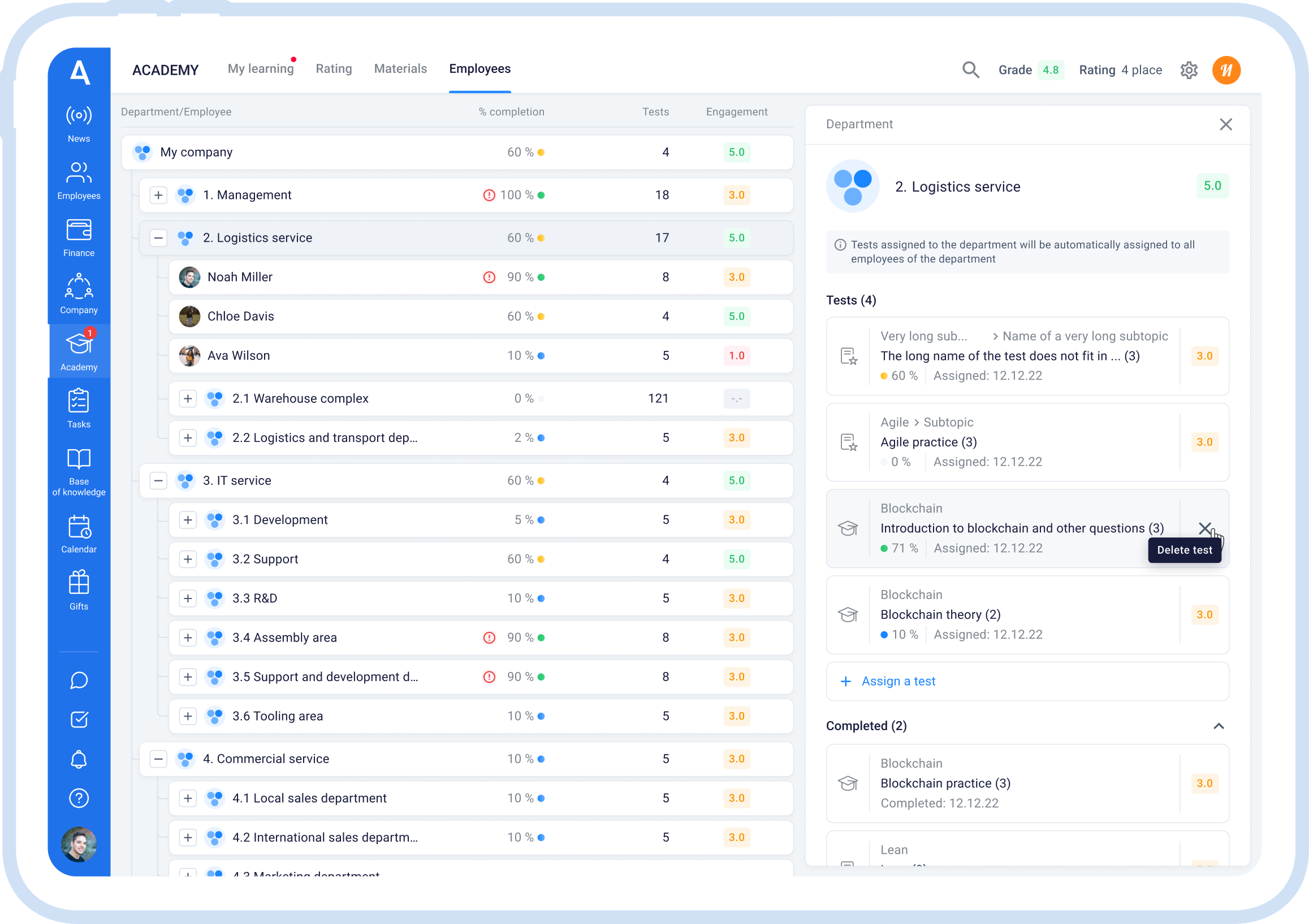 Managing employee and department lists